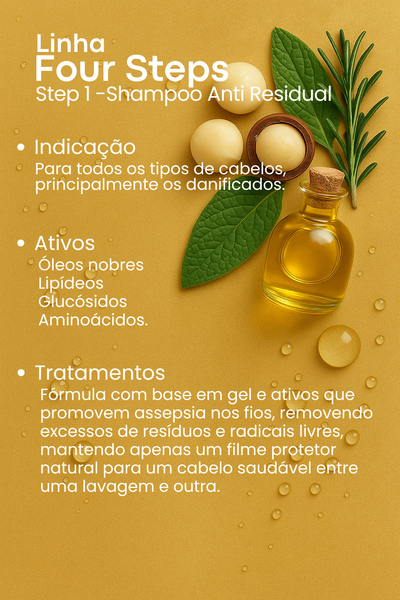 STEP 1 - Shampoo Cleanse Anti Residual Foursteps Reestruturação Profissional 500ml
