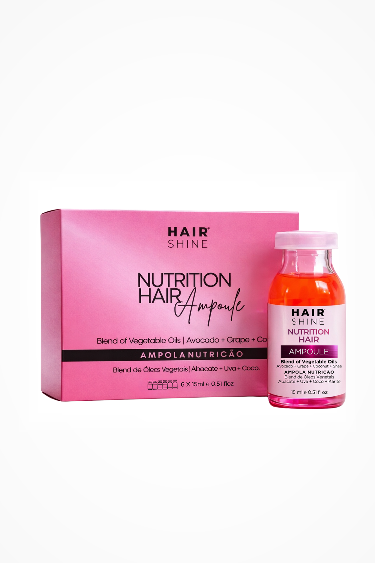 Kit Hair Shine Ampola Nutrição 15ml- 6 Uni.