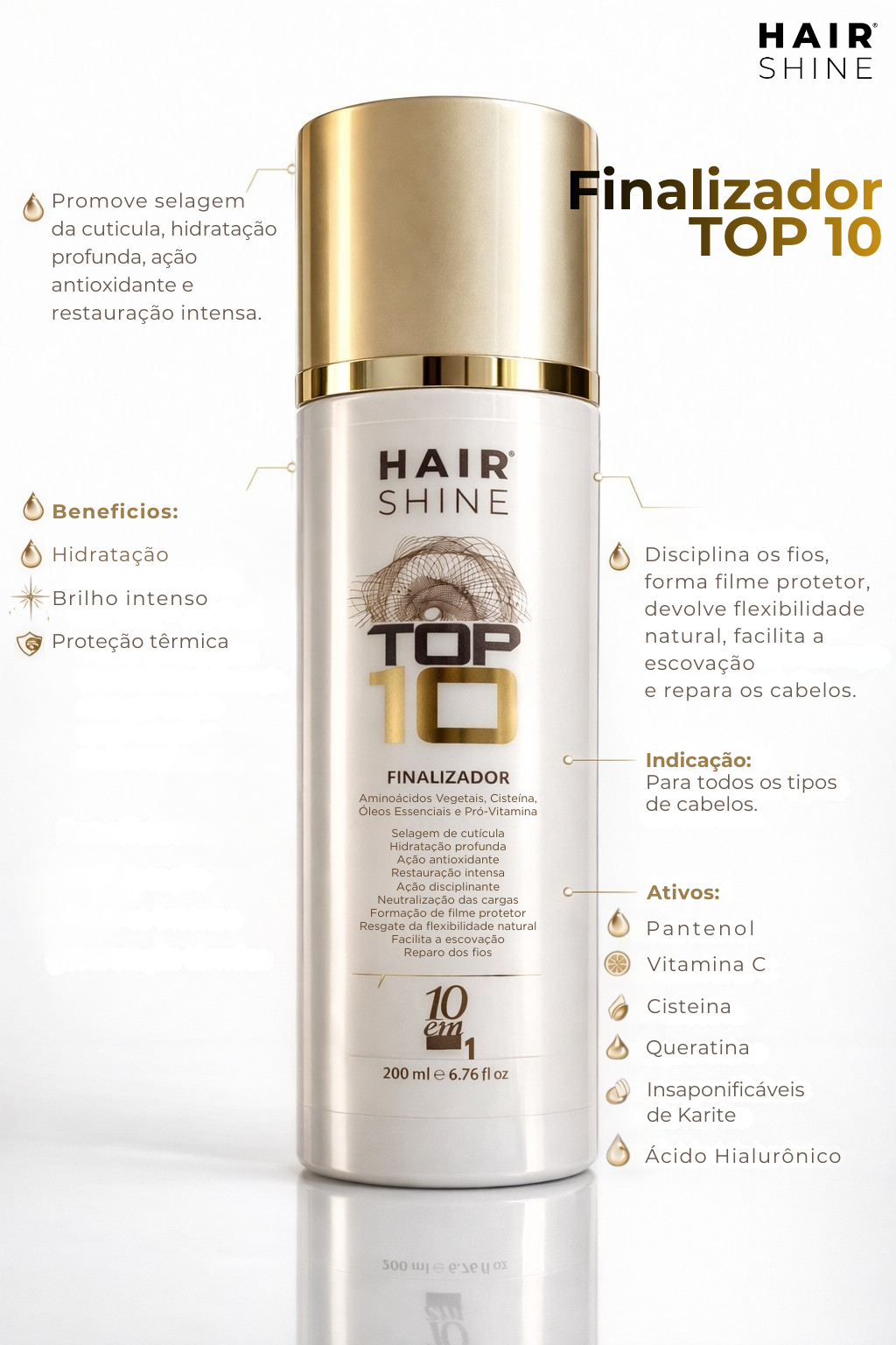 Finalizador Hair Shine Top 10- 200ml